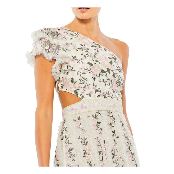 Mac Duggal 70160 Embroidered Ruffle Cut Out Lace Up Gown Garden Party 8 NWT - Picture 10 of 10